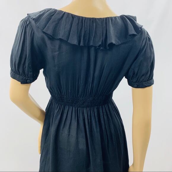 ASOS Black Wrap Dress with Ruffle Neck Line - Picture 10 of 11